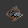 Natural Style Wood Stone Decorative Model With Tree Stump Moss And Red Base