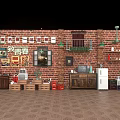 Vintage Industrial Style Entryway Cabinet And Side Cabinet With Brick Wall Decor
