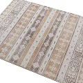 Traditional Square Carpet With Brown Beige White Geometric Patterns Striped Design 3d model
