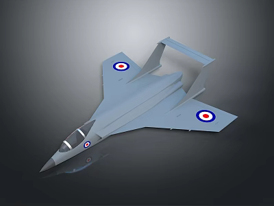 Grey Modern Aircraft Model With Round Red White Blue Wing Emblems 3d model