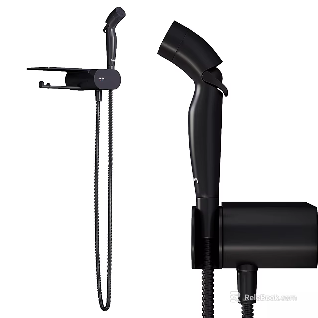 Black Modern Shower System With Handheld And Fixed Design For Bathroom 3d model 