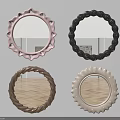 Set of Four Decorative Wall Mirrors with Colorful Ornate Frames in Pink Black Brown Beige