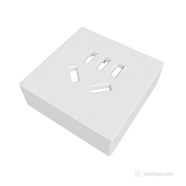 White Electrical Socket With Multiple Outlets For Home Wall Use 3d model 