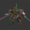 Military Style Camouflage Mech With Twin Cannons And Multi Legged Structure