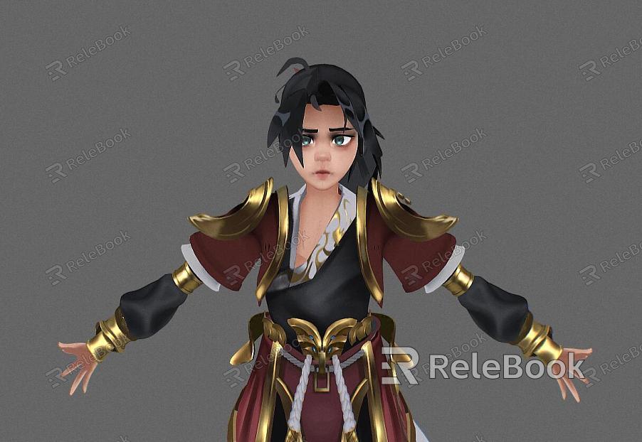 Girls Female Characters Female Warriors Hand-painted Characters Cartoon Characters Style Characters Armor model