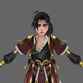 Woman In Red Black Traditional Outfit With Gold Accents Standing With Arms Outstretched