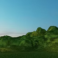 Serene Park Landscape With Lush Green Hills Grassland And Clear Blue Sky