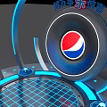 Pepsi Logo Display With Blue Glowing Rings Grid Platform And Star Decorations 3d model