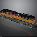 Black and Orange Train Locomotive Model With Detailed Structure On Gray Background