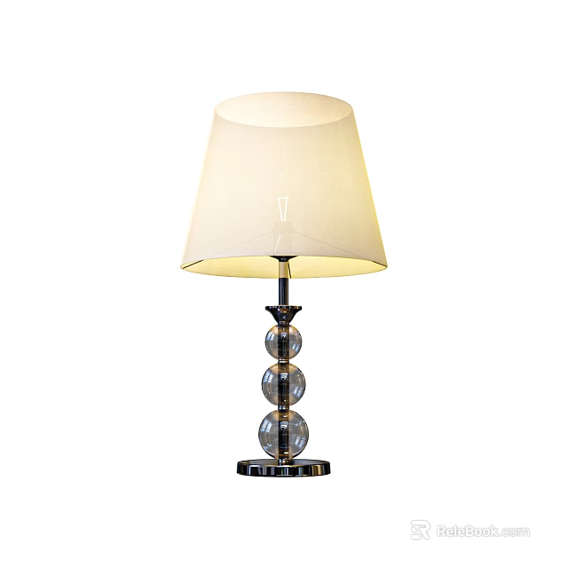 Modern Table Lamp With White Lampshade And Transparent Spherical Column Base 3d model