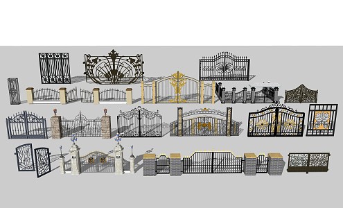 European-style iron gate 3d model