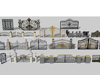 European-style iron gate 3d model