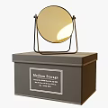 Round Mirror With Metal Stand On Gray Medium Storage Box 3d model