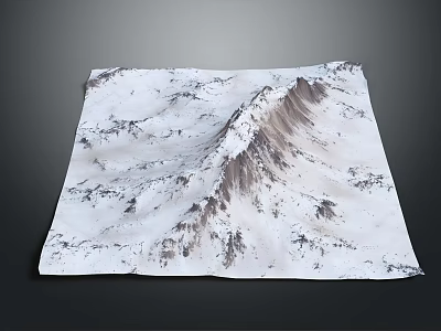 Snow Covered Mountain Terrain With Rugged Peaks and Sloped Ridges 3d model