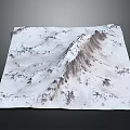 Snow Covered Mountain Terrain With Rugged Peaks and Sloped Ridges