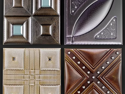 Decorative Soft Panels With Various Leather Textures Stitched Details And Decorative Studs 3d model