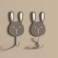 Cute Two Grey Rabbit Shaped Wall Mounted Hooks For Home Decor