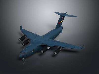 Modern Blue Passenger Airplane Featuring Four Jet Engines And Aerodynamic Wing Design 3d model