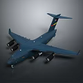 Modern Blue Passenger Airplane Featuring Four Jet Engines And Aerodynamic Wing Design
