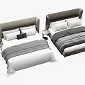 Modern Double Bed With Grey Headboard White Grey Bedding And Small Nightstands