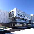 Modern Commercial Building With Glass Facade Rooftop Greenery Brand Shops And Open Plaza