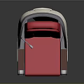 Red Aviation Seat With Gray Frame And Wooden Armrests For Travel Comfort