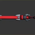 Red Futuristic Mechanical Weapon Arm With Cannon And Metallic Joints