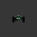 Vintage Green Single Seat Racing Car With Number 16 And Yellow Wheels