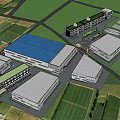 Bird's-eye view of modern factory building factory 3d model
