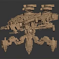 Golden Mechanical Creature Character With Intricate Robotic Parts And Detailed Leg Structures