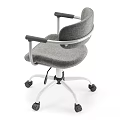 Modern Office Desk And Chair Set With Adjustable Grey Fabric Seat And Metal Frame