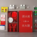 Fire Safety Equipment With Extinguishers Hydrant Cabinets Indicator Lights And Signs 3d model