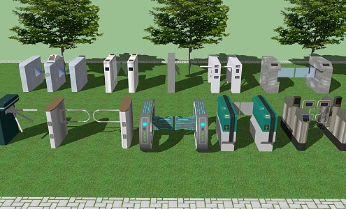 Modern gate machine pedestrian swing gate machine gate 3d model