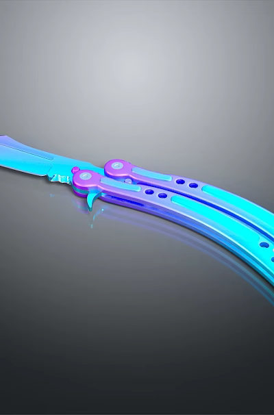 Colorful Butterfly Knife With Gradient Blade And Reflective Metal Handle 3d model Colorful Butterfly Knife With Gradient Blade And Reflective Metal Handle 3d model