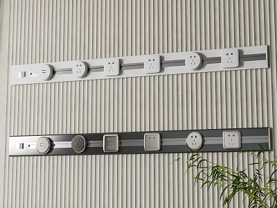 Sleek Wall Mounted Switch Panel With Multiple Sockets In Modern Indoor Design 3d model
