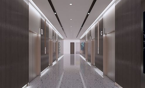 modern elevator hall 3d model