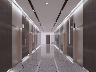 modern elevator hall 3d model