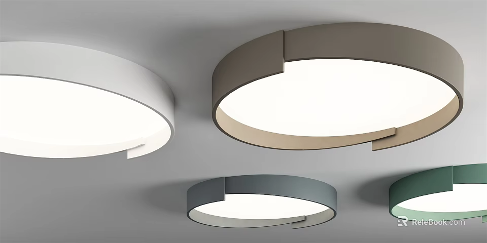 Modern Minimalist Circular Ceiling Lights With Multiple Colors For Home Interior 3d model