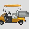Yellow Golf Cart With Canopy Top And Open Cargo Bed Design