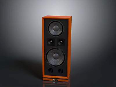 High Performance Wooden Speaker With Dual Large Cones And Small Tweeters For Home Audio System 3d model