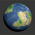 Earth Cross Section Showing Internal Layers With Blue Surface And Green Landmasses