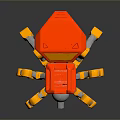 Mechanical Robot Spider Design With Red Yellow Body And Orange Legs