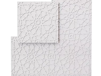 Modern White Wall With Square Decorative Panels Featuring Intricate Geometric Patterns 3d model