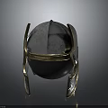 Warrior Helmet With Silver Metallic Surface Golden Decorative Bands And Retro Side Protectors