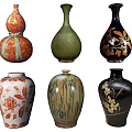 Traditional And Modern Ceramic Vases With Colorful Patterns And Shapes Collection