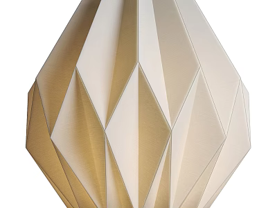 Modern Geometric Origami Inspired Cream Colored Fabric Pendant Light with Folding Design Details 3d model
