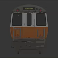 Modern Orange Subway Train With Multiple Cars Exterior Design Front View 3d model