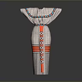 Traditional White Outfit With Colorful Beaded Collar Red Waist Belt Striped And Circular Pattern Skirt