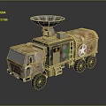 Military Camouflage Truck Equipped With Satellite Dish Antenna And Communication Equipment