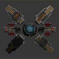 Futuristic Mechanical Spaceship Model With Blue Glowing Core And Sharp Metal Wings